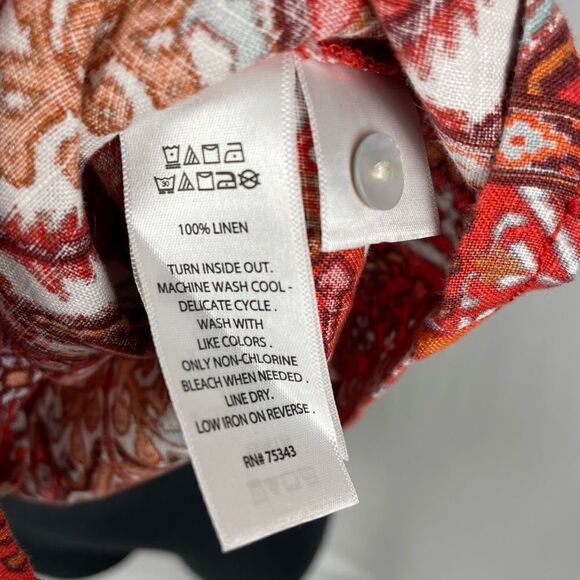 Rachel Zoe NWT Tribal Cropped 100% Linen Button Up Shirt - Women’s M - Picture 7 of 9